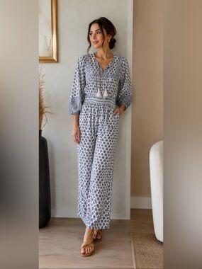 Cleobella Navy and White Floral Top